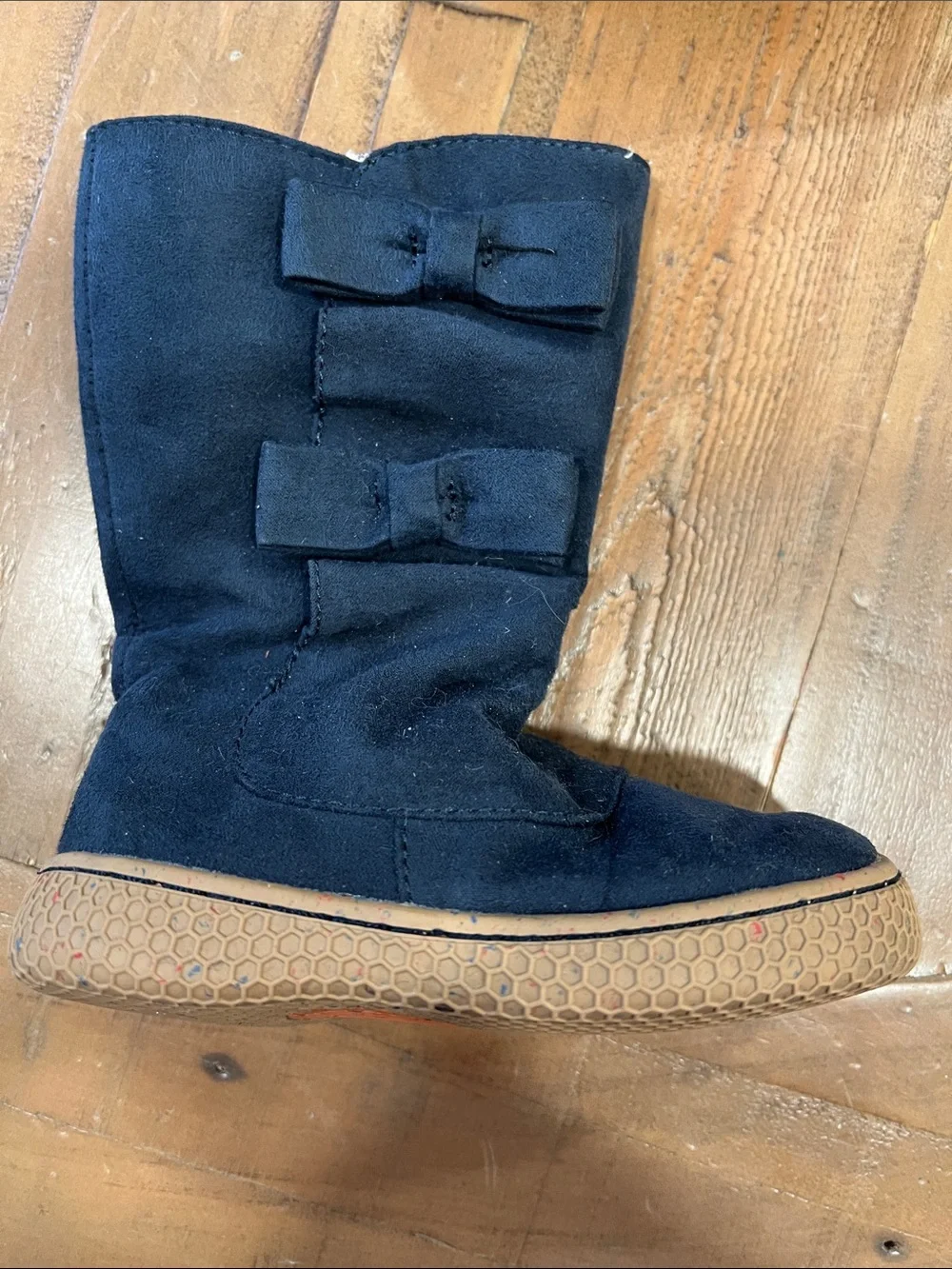 Livie & Luca Neve blue suede bow boots little girl 6 calf height